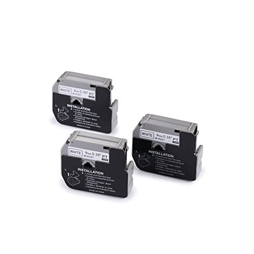 3 Roll Replacement Brother M K221 BZ Label Tape M-K221 Cassette 9mm 8m Black on White for P-Touch PT-55 PT-60 PT-65 PT-75 PT-80 PT-85 PT-90 PT-110 BB4 Mintech Label Printer