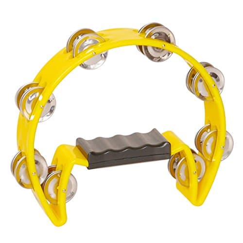 X8 DrumsX8-TAMB-CR-Y Crescent Tambourine, Yellow, 16 Jingles