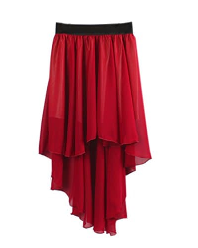JOLIME Women's Sexy Bohemian Pleated Swing Asymmetric High Low Beach Party Chiffon Skirt
