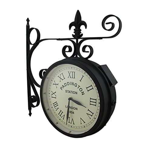 Paddington Station Railroad 2 Faced Double Sided Solar Wall Clock