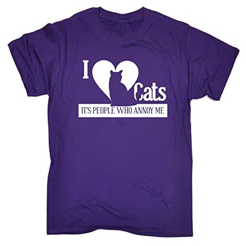 123t Men's I Love Cats It's People Who Annoy Me Kitty T Shirt Kitten Pet Housepet Collar Bed Food Funny Sarcasm Joke Humour Birthday Gift Christmas Present T-SHIRT