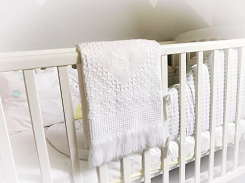 White Baby Blanket - Vintage New Born Shawl - Shell Pattern - Baby Blanket with Fringe - Baby Swaddling - Boy/Girl - Christening Blanket