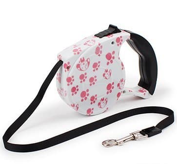 5M Automatic Retractable Leashes Nylon Pet Leash Multicolor Pattern Dog Leashes Walking Dog Leads (pink paw)