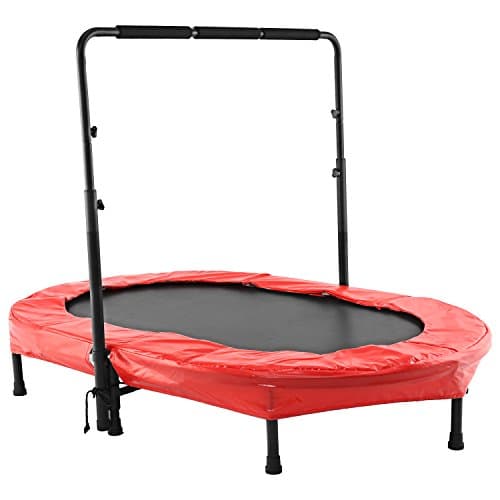 Egotrade Mini Trampoline with Adjustable Handle for Two Kids, Outdoor Parent-Child Trampoline (Red)