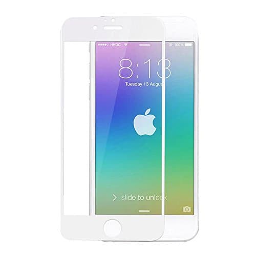 Skitic Back and Front Color Tempered Glass Screen Protector for iPhone 6 Plus / 6S Plus - Full Coverage Edge to Edge Protection 9H Anti Scratch Coloured Protect Film Compatible for Apple iPhone 6 Plus 6S Plus 5.5 Inch - White
