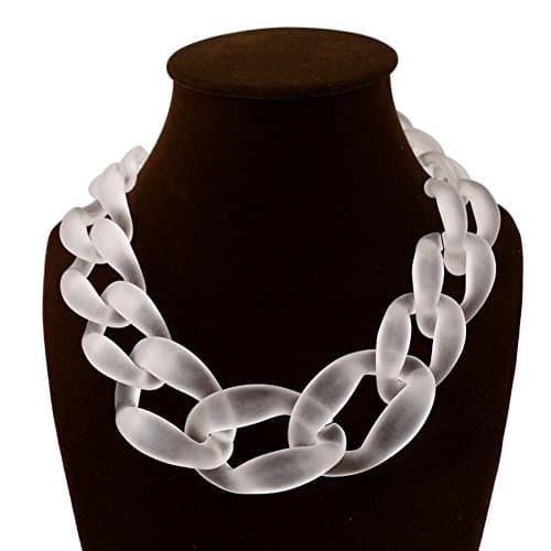 Eshion Jewelry Fashion Plastic Chain Around his Neck Statement Necklace Female Outstanding Women Suspension Choker Necklaces Collier Femme (White)