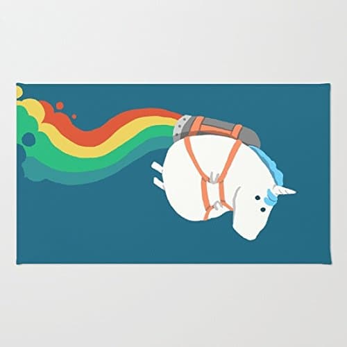 Fat Unicorn on Rainbow Jet-pack Durable Coral Velvet Doormat, Indoor/Outdoor Floor Mat