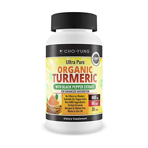 Organic Turmeric Curcumin Capsules with Organic Black Pepper (Piperine) For Enhanced Absorption. Arthritis & Joint Pain Relief - 60 High Strength Veg Capsules, Manufactured in UK, Soil Association Certified.