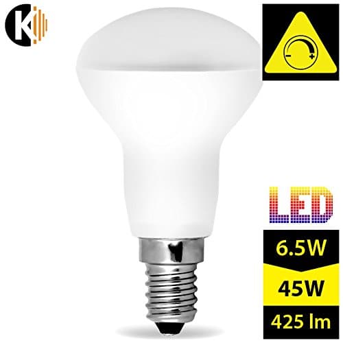 Kwazar lamp, can be dimmed, LED SMD lamp, 6.5W - 425lm (replacement 45W) A50 E14 230V warm white, 160° beam angle.
