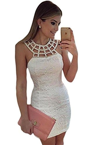 Letsshopping Women's Body Con Casual Dress (Us 12-14)L White