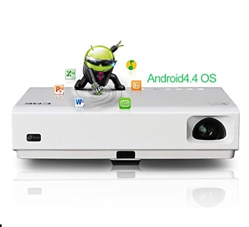 Laser Projector,SJY X3001 DLP Home Theater Wifi Projector Mini Portable 1280x800 Native Resolution Android4.4 Double Wifis Quad Core Bluray Movies 3d Hdmi Usb3.0 RJ45 Bluetooth4.0 LED and Laser White