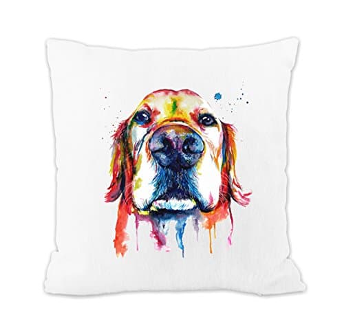Redland Art Cute Pet Dog Pattern Flannel Throw Pillow Case Chair Bed Golden Retriever Cushion Cover Home Decor 45x45cm
