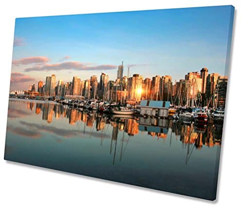 Vancouver Canada Skyline CANVAS WALL ART Framed Print 30 x 20 inch