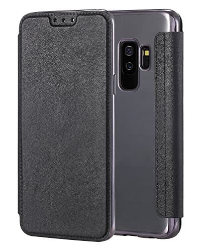 Galaxy S9 Plus Case,S9 Plus Case,Snewill Slim PU Leather Folio Flip Case with Card Slot & Clear Soft TPU Back Cover for Samsung Galaxy S9 Plus -Black