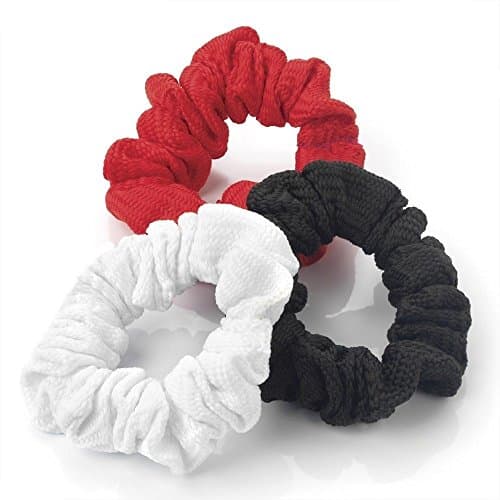 xx Sufias Accessories 3 X Soft Black Red White No Print Hair Elastics Scrunchie Bobble Scrunchy Head