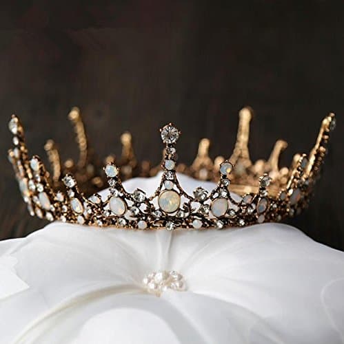 Yu* Women's European Retro Palace Queen Baroque Golden round Crown/ Headdress Round/ Bride Luxury Wedding Ornament /Tiaras 1 Piece