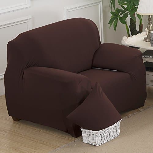 Sofa Cover 1 Seater Slipcover Stretch Elastic Fabric Sofa Protector Slip Cover Chocolate