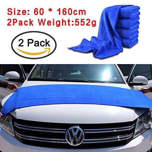 Enterest Washing towel Nano-super fiber towel for Car Wash, Car Wax, Kitchen Clean, Beauty Care 60 x 160cm (23.62 x 62.99 inches) Pack of 2 Microfiber Car Wash Drying Towels (Blue)