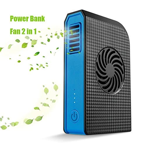 Power Bank Cooling Fan, JoysoulEU Portable Bladeless 3 speed Travel Fan Pocket Fan Desk Box Fan, 6000mAh Power Bank Rechargeable Fan for Home Office Travel Daily Use (Black)