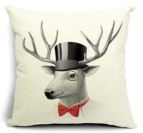 LFarncomboutlet ON SALE Cartoon animal pig deer rabbit sheep beak bird cotton linen throw pillow case pillowcase