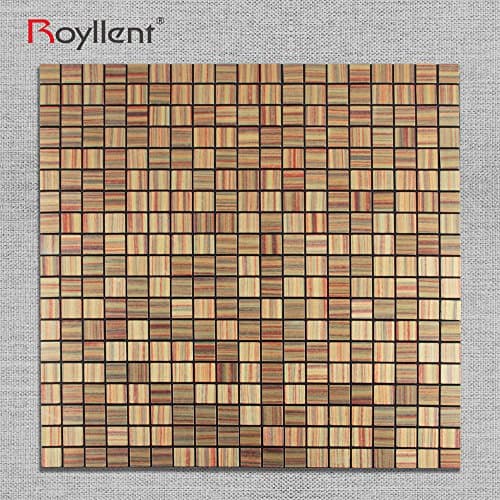 Royllent Self Adhesive Aluminium Plastic Composite Mosaic,Peel And Stick,Metal Surface,Wall Sticker,Light weight,easy installation,renew old wall (Golden rainbow)