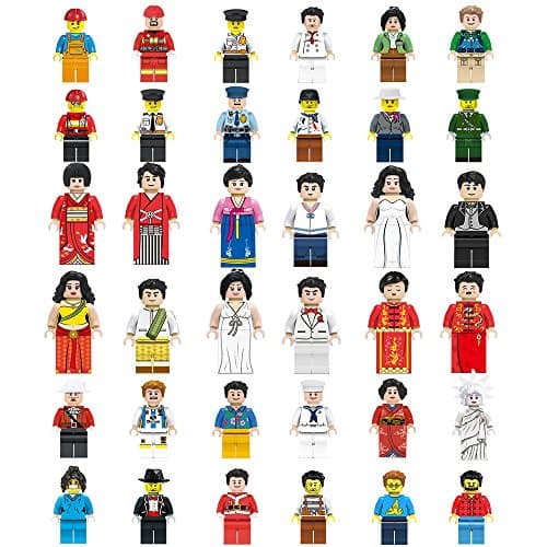 Mini Figures Set-36 Piece Minifigures Set of Professions, Building Bricks of Community People from Different Industries Complete, Building Blocks Kids Educational Toy Gift (36 pieces)