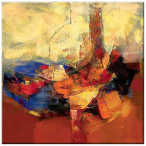 I, colouring and shape, colour of Madjid, Size: 90 x 90 CM, Digital Fine Art Giclee Print On Canvas Print with Stretcher Frame Abstract Canvas Wall Art Pictures Living Room and Bedroom Decoration, Home Accessories, Frame