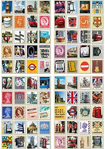 DaHanBL 4Sheets/Set London Sighseeing Diary Decorative Craft Stamp Stickers(Colorful)