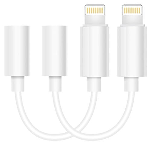 Chicom Headphone Adapter to 3.5 mm Earbuds Jack Adapter Earphone for Apple, iPhone 7 and 7 Plus Lightning Connection Converter, White
