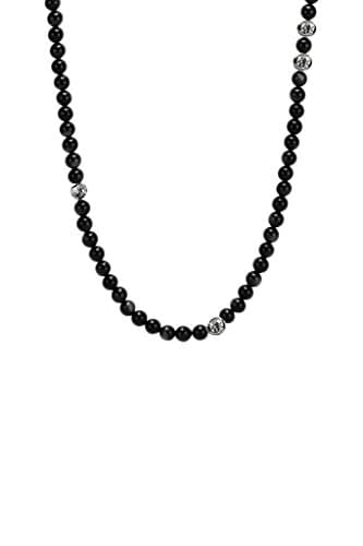 FORZIANI SUMMIT Black Onyx Beads Necklace for Men, Truth and Strength, Luxury Gift Box and Leather Pouch - Gift for Him