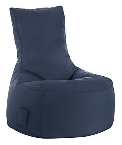 Gouchee Home Brava Swing Collection Polyester Upholstered Bean Bag Armless Lounge Chair, Navy
