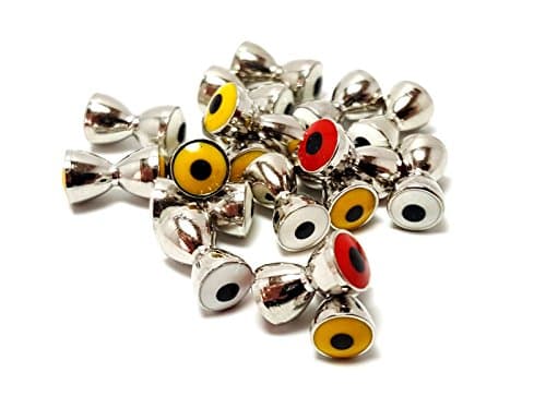 RAH Fishing Fly Tying Dumbbell Eyes made up of Brass with Nickel finish - Easy to use - Best Quality comes in various sizes and colors - Pack of 25 (White, Small)
