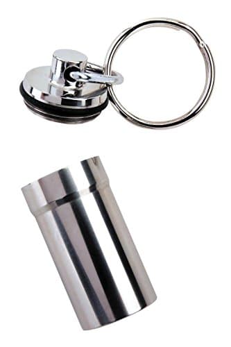 Stainless Steel Waterproof Pill Bottle, ID Holder Key Fob