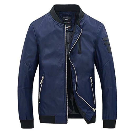 ICOOLYI Men's Casual Lightweight Front Zip Jacket JK1085 (Medium, Blue)