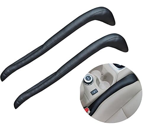 Falling Stop-Universal Leather Car Seat Gap Filler Catcher,Gap Filler Soft Pad Suitable For Most Vehicles And Solve Common Problems Of Car Owners(2 pcs) (Black)