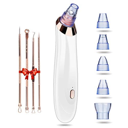 Blackhead Remover Pore Vacuum, BIGSWEET 5 in 1 Rechargeable Blackhead Vacuum Tools Kit with 3 Adjustable Strength, Electric Comedo Suction Device with 5 Blackhead Extractor for Women Men Face Nose