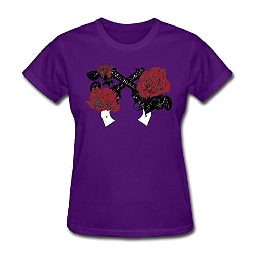Women's Tee, Rose Gun Cotton Printed Short Sleeve Tops T Shirt Pullovers Purple