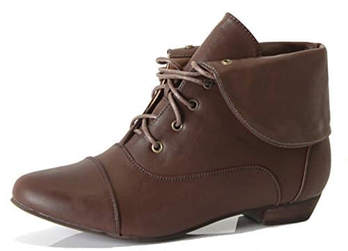 ShoeFashionista Ladies Flat Low Heel Pixie Vintage Retro Style Winter Ankle Boots Size