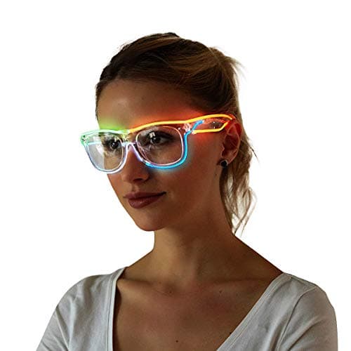 Burning Man Light up El Wire Rave Glasses Glow Wayfarer Flashing LED Glasses Costumes For Party, EDM, Christmas