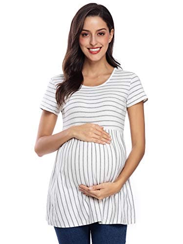 Women's Maternity Tops Short & Long Sleeve Shirt Round Neck Ruched Maternity Clothes
