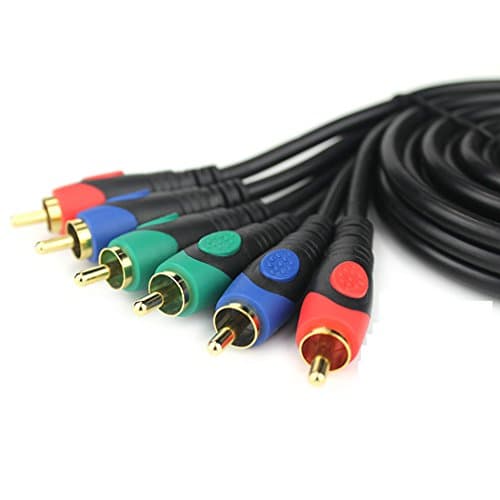 Sagenico 1.8M / 6ft 3 RCA Male to 3 RCA Male Video Cable OFC Gold Plated for VCR, DVD, HD TV, Set-top Box Connected AV TV, Phono Composite TV Cable Lead Black