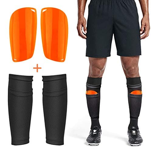 Adult Youth Kids Soccer Shin Guards with Compression Calf Sleeves - 1 Pair Shin Pads + 1 Pair Calf Sleeves Lightweight Breathable Leg/Calf Protective Guards Soccer Equipment