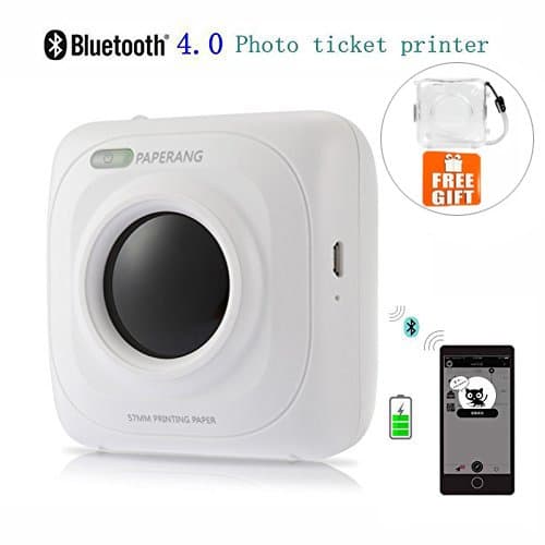 Mini Bluetooth Printer - Wireless Paper Photo Printer Portable Instant Mobile Printer for iPhone/iPad/Mac/Android Devices (Printer with Crystal Clear Case)