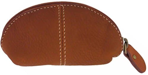 Leather Coin Purse - Change Wallet Key Holder Case Small Zip Bag For Men And Women (Brown)