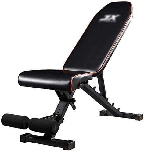 GJJSZ Abdominal Plate Dumbbell Bench Home Adjustable Bench Multifunctional Fitness Folding Supine Board Sit-ups Bench Press Weight Table (Color : Black, Size : 123 * 106 * 34cm)