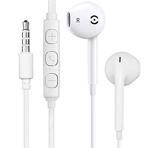 In-Ear Earphones, White 3.5mm Earbuds with Mic and Volume Control Stereo Headphones for iPhone/Sony/Sumsung etc (UME00AK)