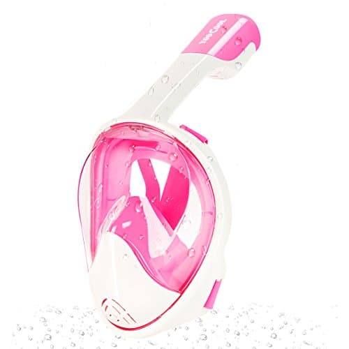 Yoocool Full Face Snorkel Mask with Anti-fog and Anti-leak Technology Free Breath Snorkel and Mask set for Adult,Youth and Kids (Pink, Small/Medium)