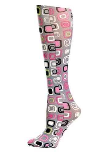 Blue Jay Grey Dot Art Light Compression Knee Hi Socks 8-15 mmHg, Fits Women's Shoe Size 5-11, Ultra Sheer Latex-Free Compression Socks, Improve Circulation Giving Your Legs Relief They Need