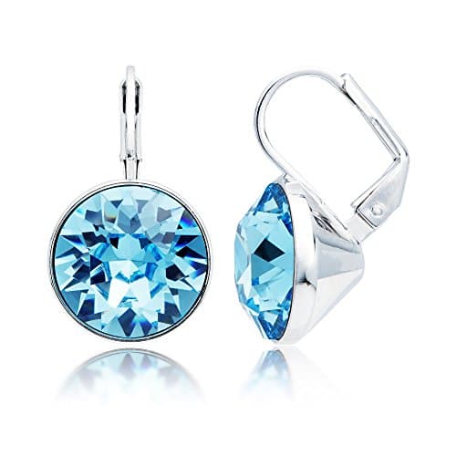 MYJS Bella Earrings with 8.5 Carat Aquamarine Swarovski Crystal Rhodium Plated