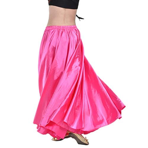 Belly Dance Satin Long Swing Skirt Dancing Dress Stage Costume for Women
